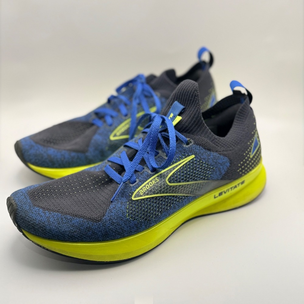 Brooks Levitate StealthFit 5 Mens Running Shoes Blue Yellow Size 8.5